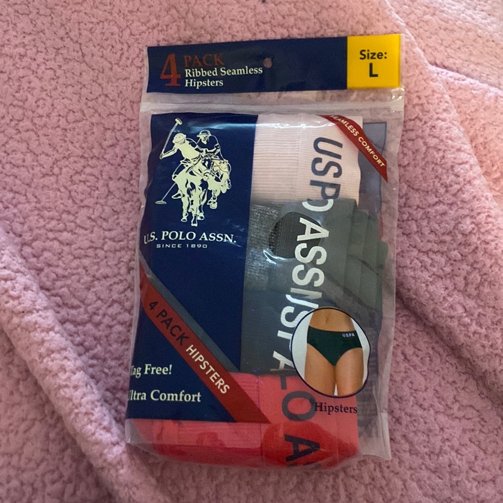 New in package: US Polo Assn hipster panties (4 pack) size L